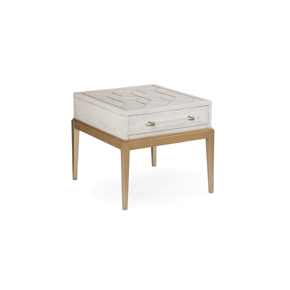 Bassett Mirror Company Perrine Soft White Wooden End Table with Gold and Acrylic Accents | Target