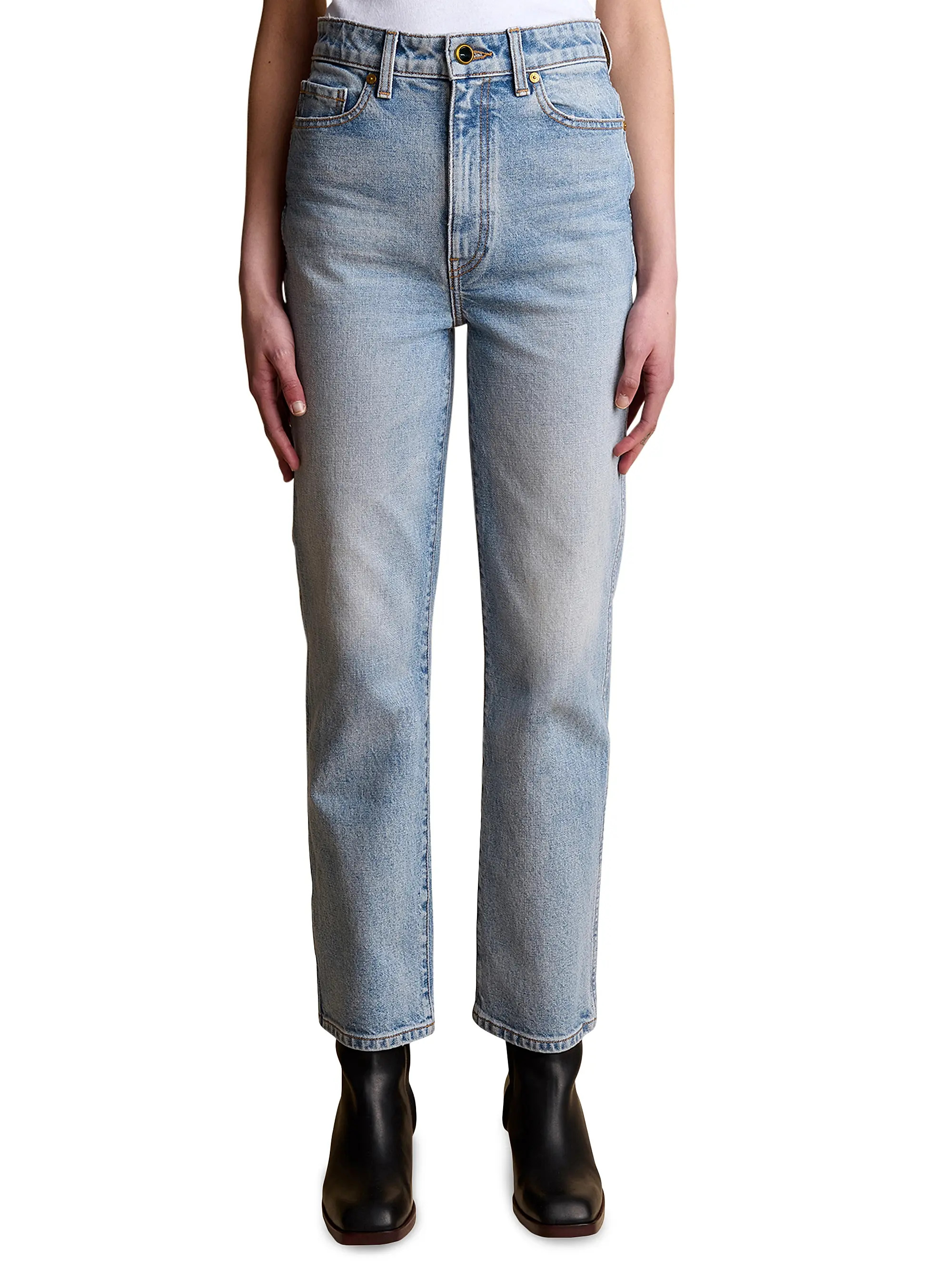 Khaite Abigail High-Rise Straight Jeans | Saks Fifth Avenue | Saks Fifth Avenue