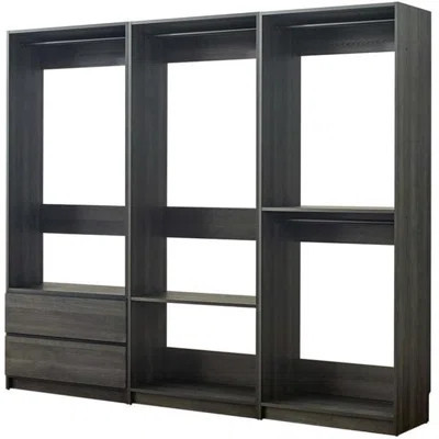 Gray Freestanding Walk in Wood Closet System for Stylish Closet Room Organization | Wayfair North America