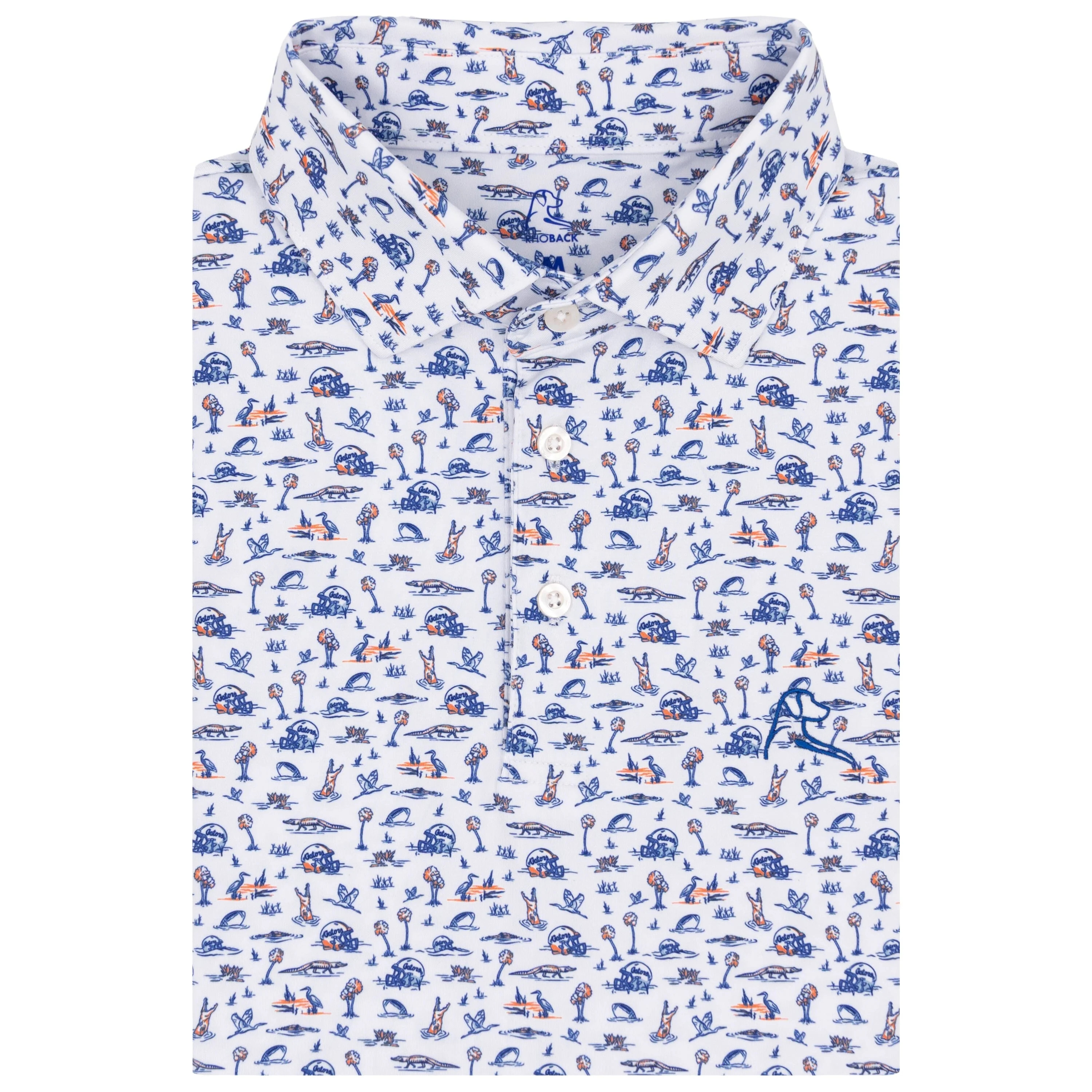 The Florida Gator Nation® | Collegiate Polo | The Florida Gator Nation® - White/Ocean Blue The Florida Gator Nation | White / M | RHOBACK