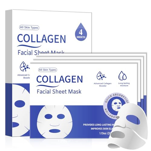 Collagen Face Mask – Deep Hydration & Pore Tightening Facial Mask Set– Bio-Collagen Real Deep Overnight Mask for Women’s Skincare | Amazon (US)