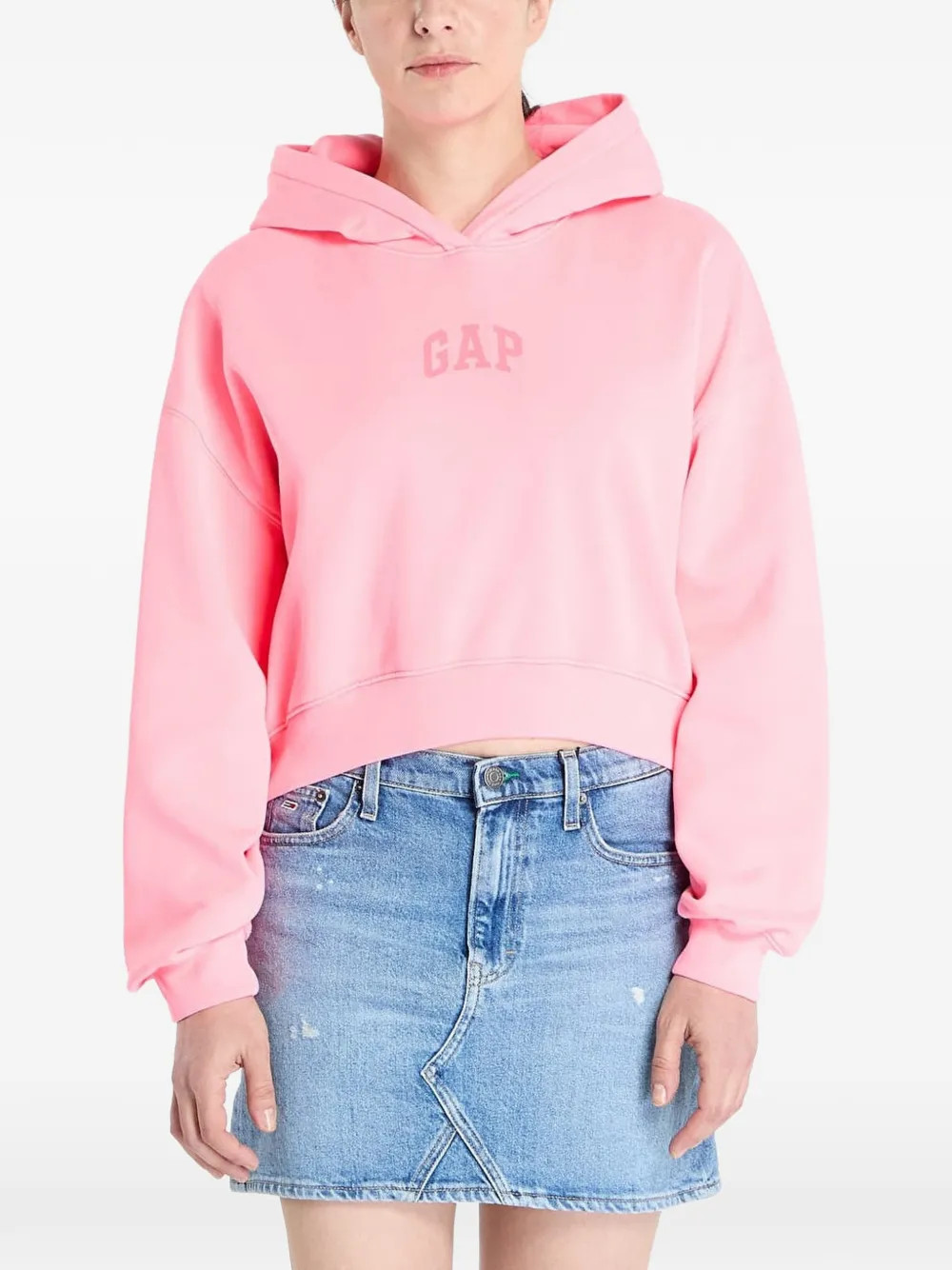 GAP logo-detail long-sleeve hoodie - Pink | Farfetch Global