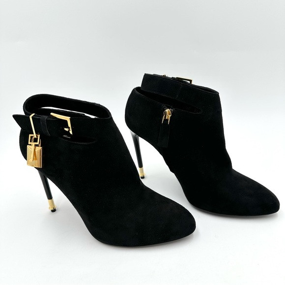 TOM FORD Sue Padlock Suede Ankle Bootie Black | Poshmark