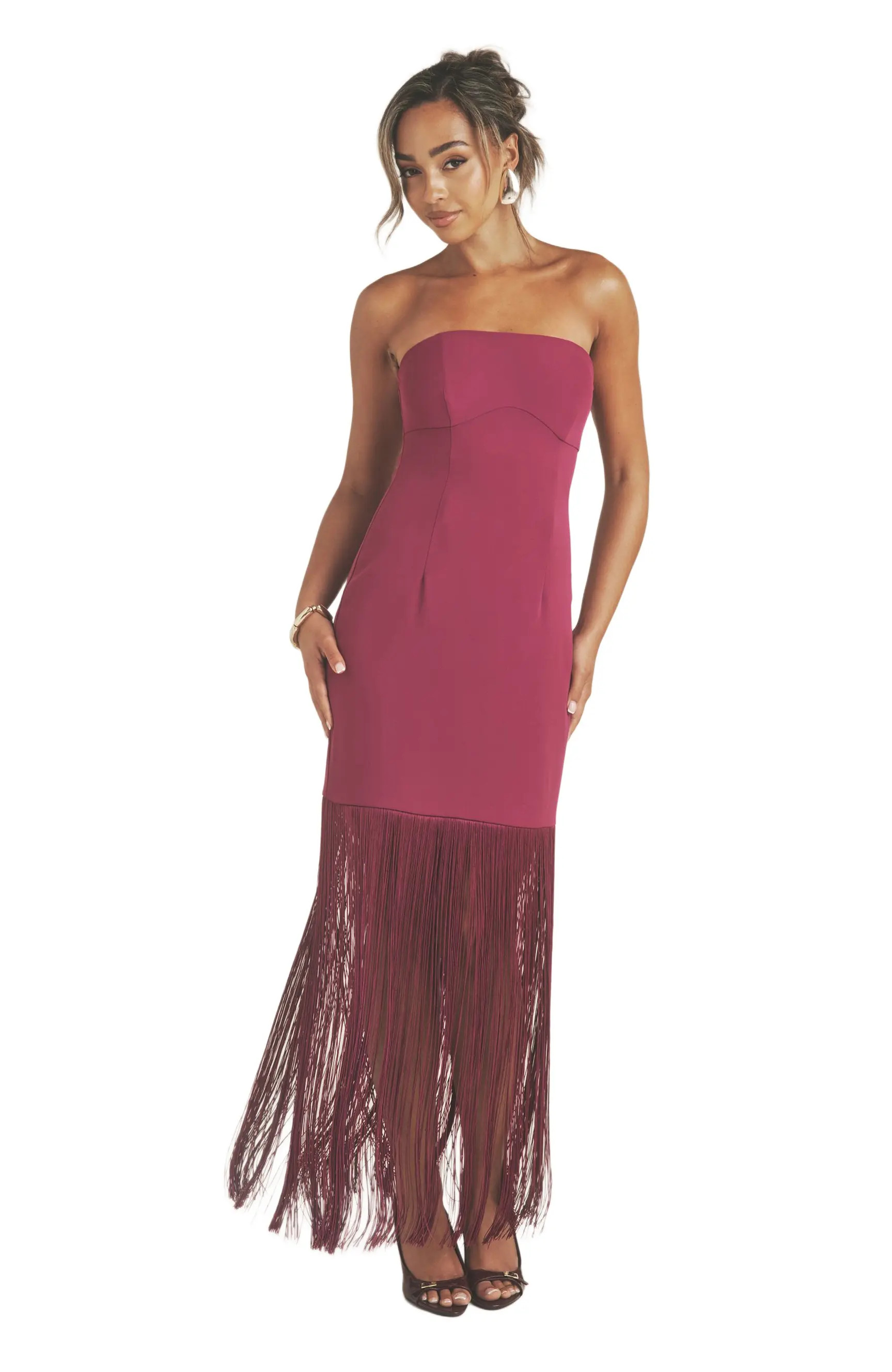 Six Stories Fringe Bandeau Maxi Dress (Women) | Nordstrom | Nordstrom