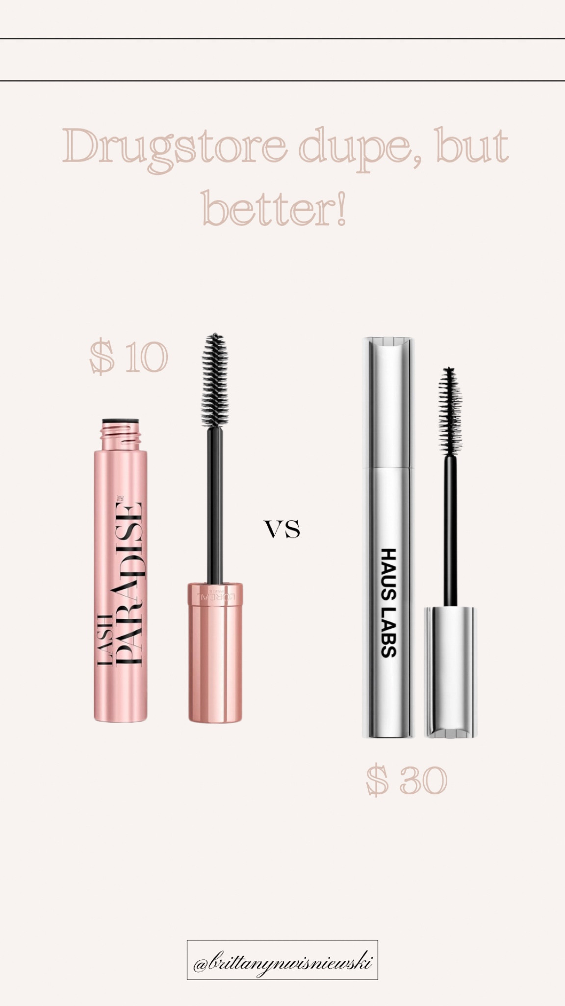 Loreal Lash Paradise Mascara $10 is a dupe and maybe even a little better than Haus Labs $30 mascara.  

Best drugstore makeup
Drug store vs high end makeup
#drugstoremakeup #makeupdupes


#LTKStyleTip #LTKBeauty #LTKMostLoved