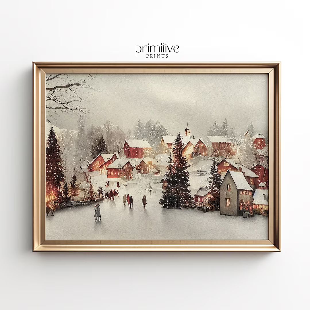 Winter Print Watercolor Christmas Painting PRINTABLE Wall - Etsy | Etsy (US)