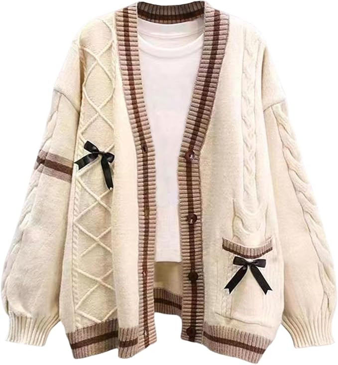 FindThy Women’s Kawaii JK School Uniform Cardigans Long Sleeve Button Up Cardigan with Pinned B... | Amazon (US)