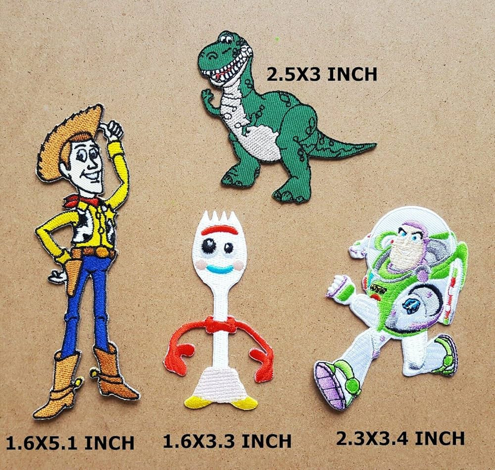 Lot of 4 Triangular Embroidered Iron-On Patches: Movie, Cartoon Theme, 1.6X5.1 INCH, Blue, Cotton... | Amazon (US)