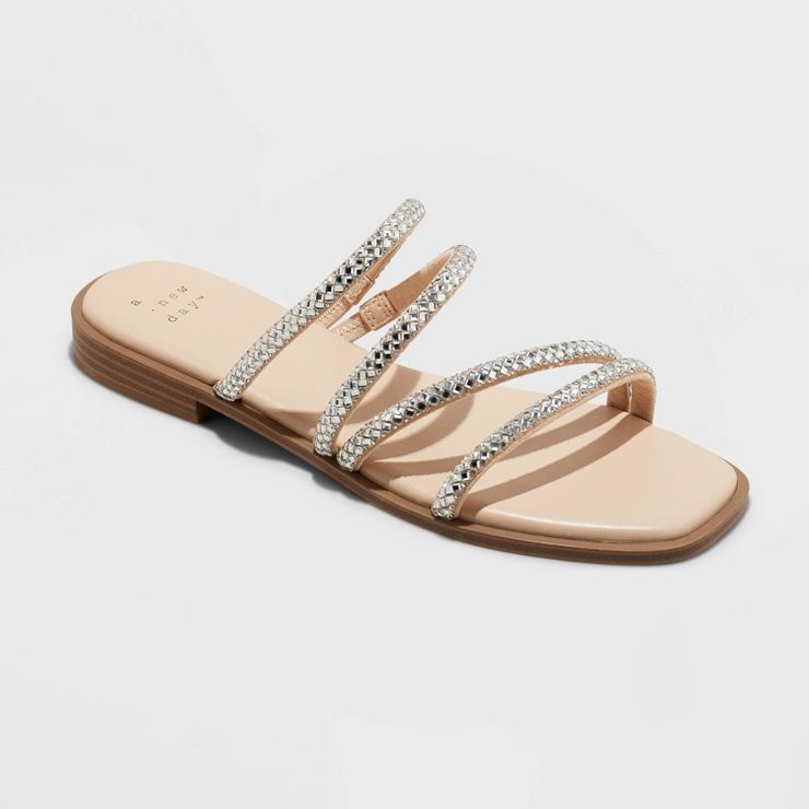 Women's Estelle Wide Width Slide Sandals - A New Day™ Tan | Target