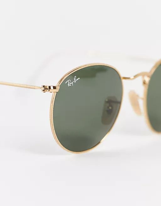 Ray-Ban round sunglasses in gold | ASOS (Global)