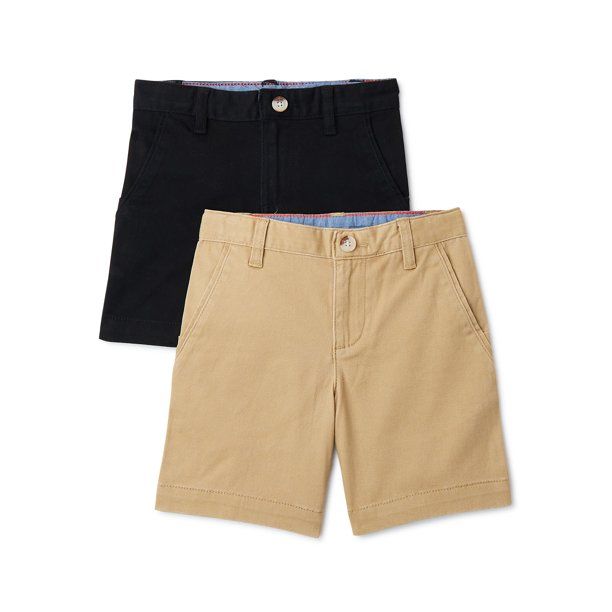 Wonder Nation Boys Flat Front Shorts, 2-Pack, Sizes 4-18 & Husky - Walmart.com | Walmart (US)