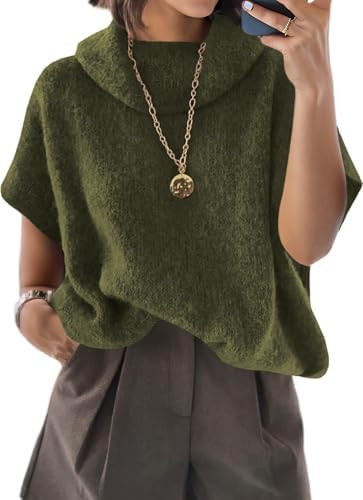 ZDC Womens Oversized Turtleneck Sweaters Short Batwing Sleeve Casual Slouchy Loose Fit Lightweigh... | Amazon (US)