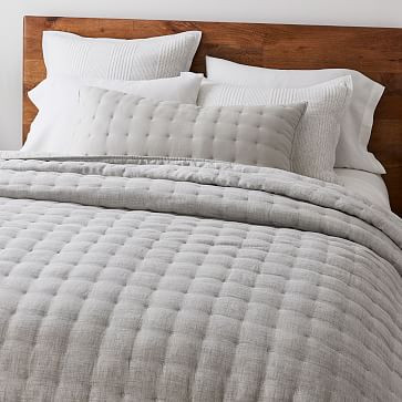 European Flax Linen Tack Stitch Quilt & Shams | West Elm (US)