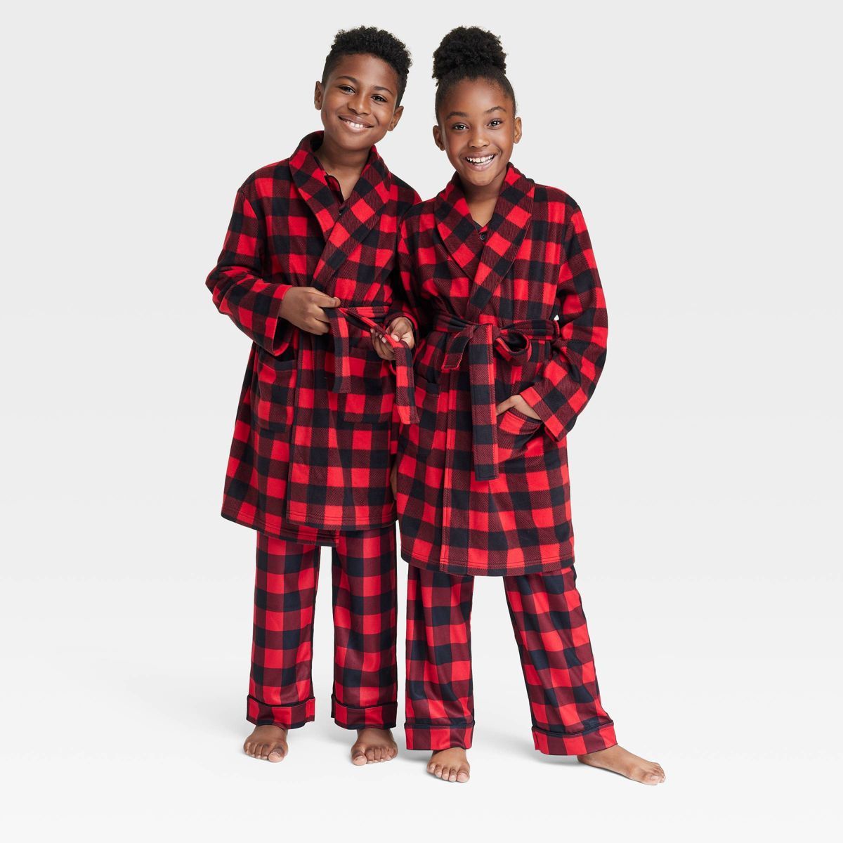 Kids' Buffalo Check Matching Family Robe - Wondershop™ Red | Target