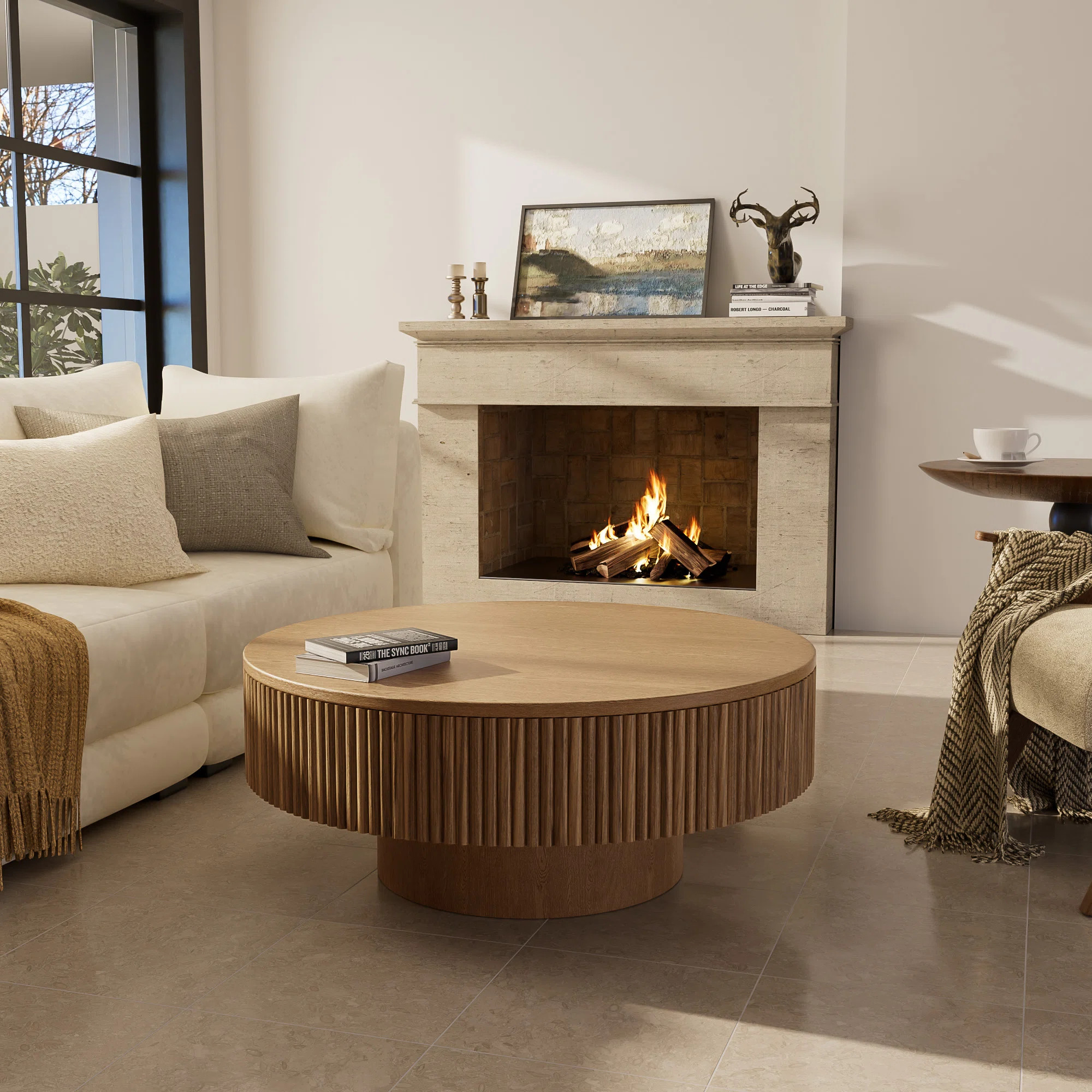 Ivy Bronx 35" & 31" Round Handcrafted Coffee Table – Solid Wood Fluted Design & Reviews | Wayfa... | Wayfair North America