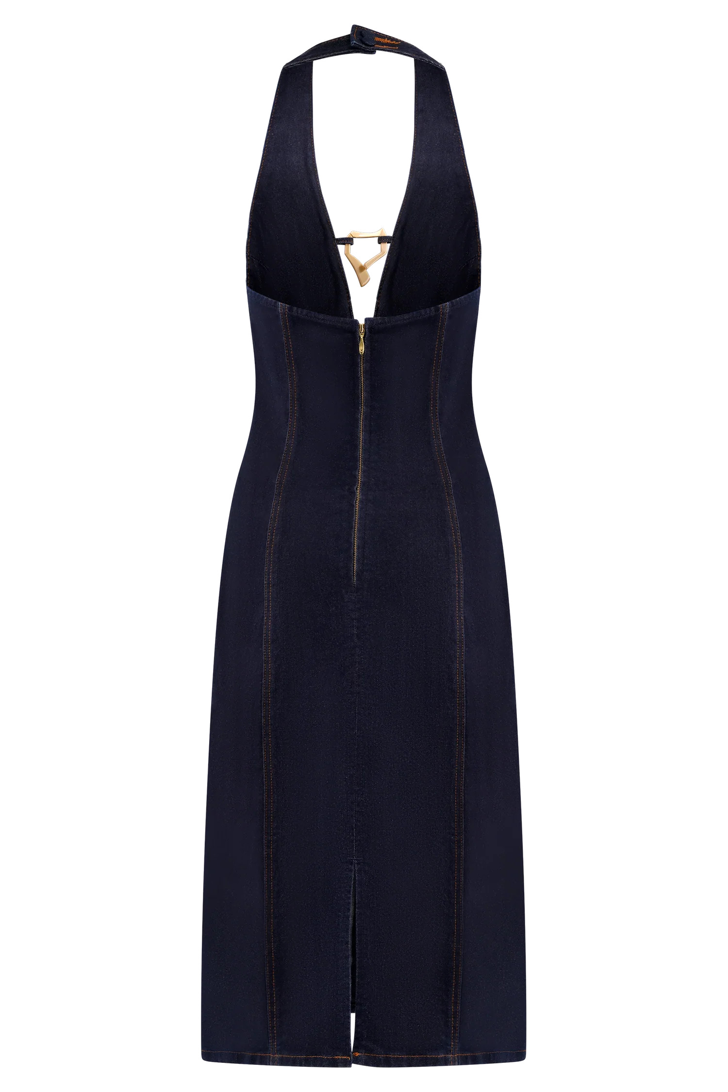 Shauna Denim Halter Midi Dress - Indigo Blue | Meshki (APAC)