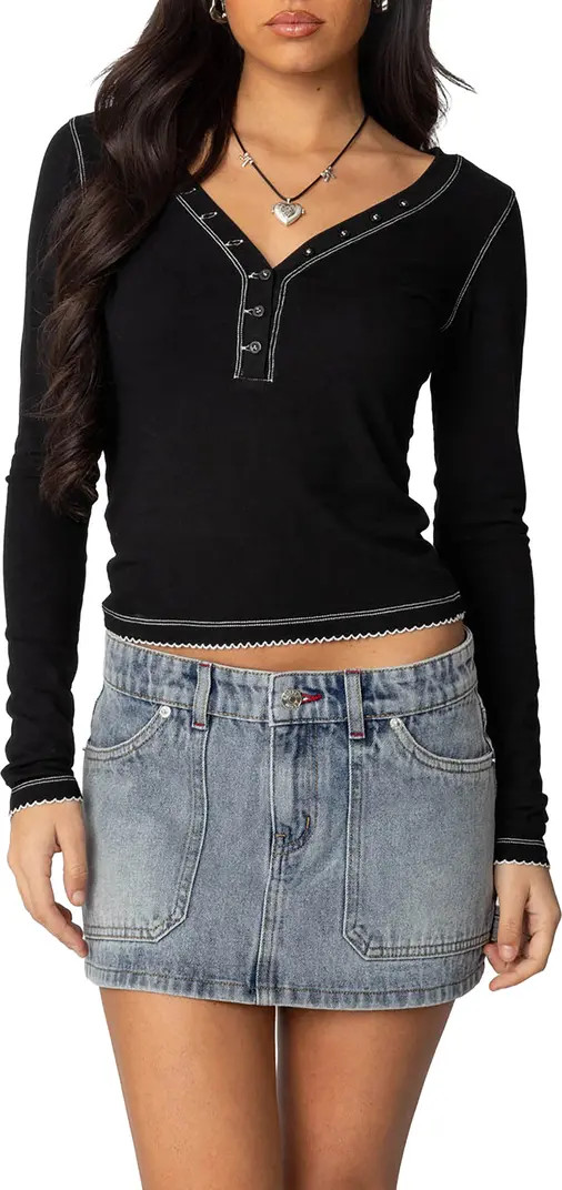 Yael Contrast Stitch Henley | Nordstrom
