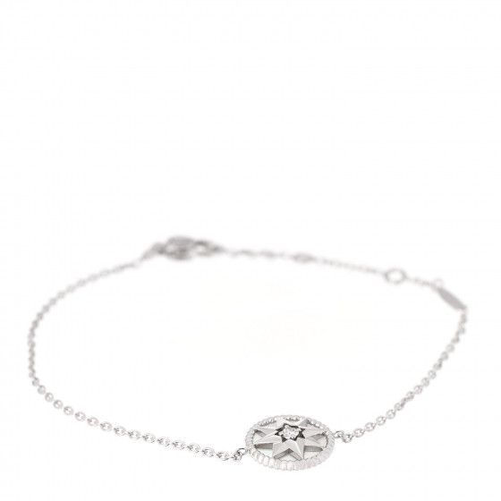 CHRISTIAN DIOR 18K White Gold Diamond Mother of Pearl Rose Des Vents Bracelet | Fashionphile