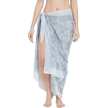 Swimsuit Beach Sarong Cover Ups for Swimwear Women-Hand Print Wrap Skirt | Amazon (US)