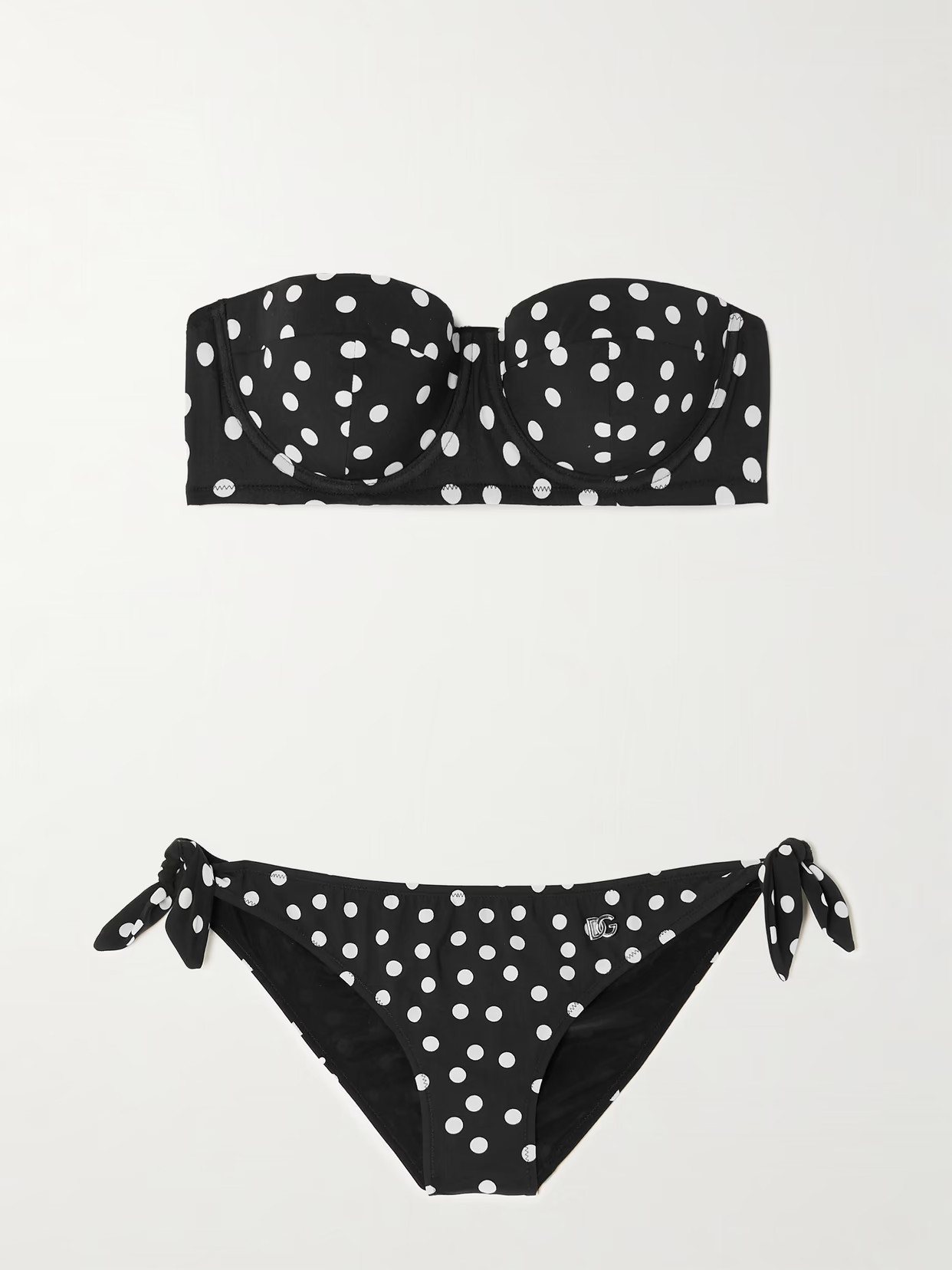 Dolce & Gabbana - Polka-dot Underwired Balconette Bikini - Black | NET-A-PORTER (US)