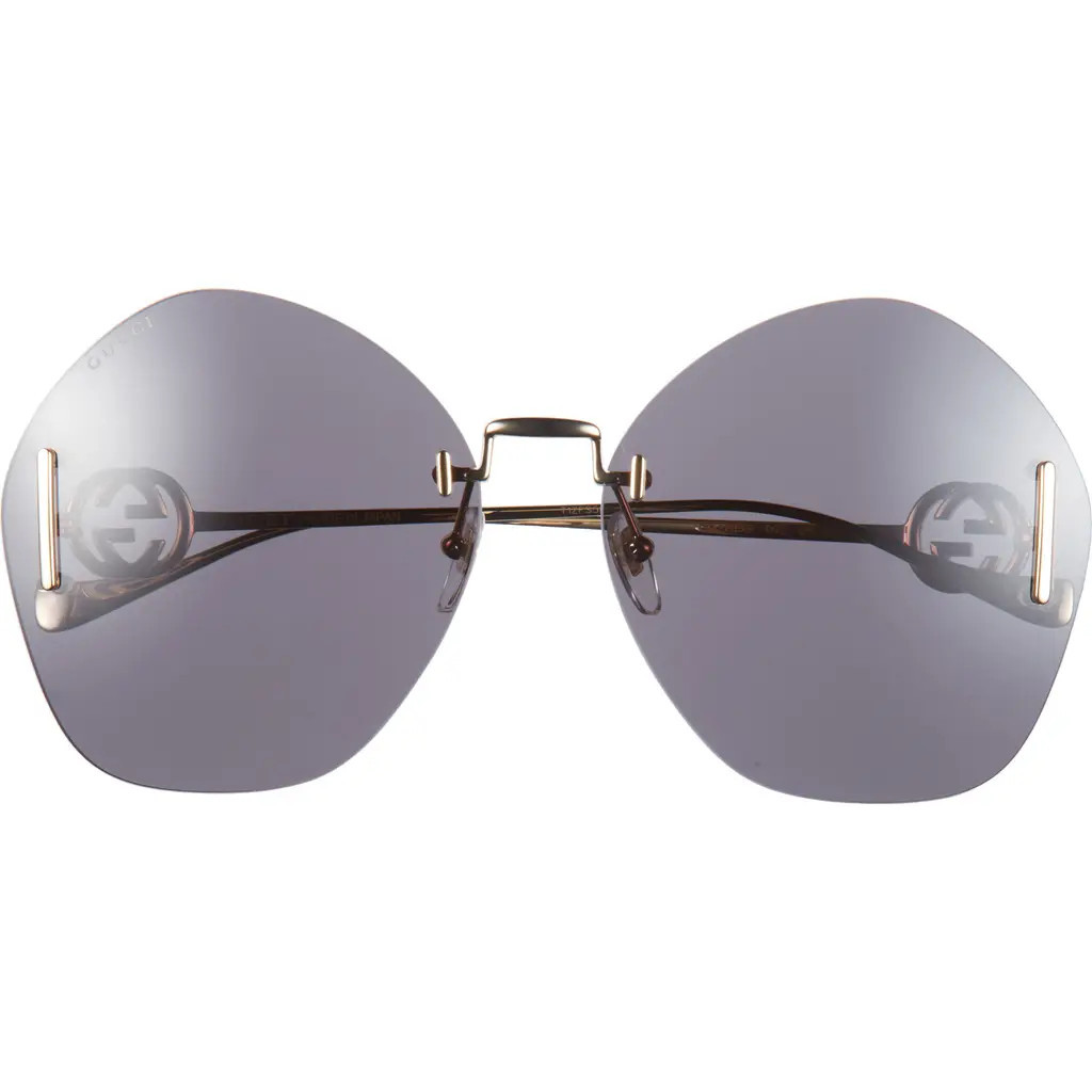Gucci Novelty 65mm Oversize Round Sunglasses in Gold Gold Grey at Nordstrom Rack | Nordstrom Rack