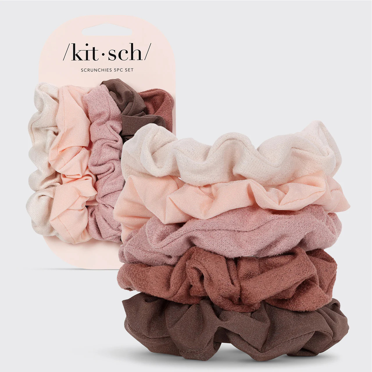 Assorted Textured Scrunchies 5pc Set - Terracotta | Kitsch