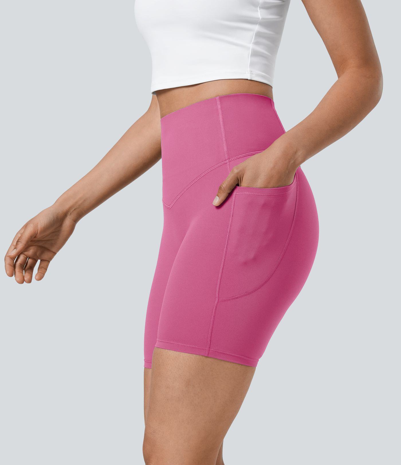 Halara UltraSculpt\u2122 High Waisted Tummy Control Pocket Shaping Training Biker Shorts 7'' | HALARA