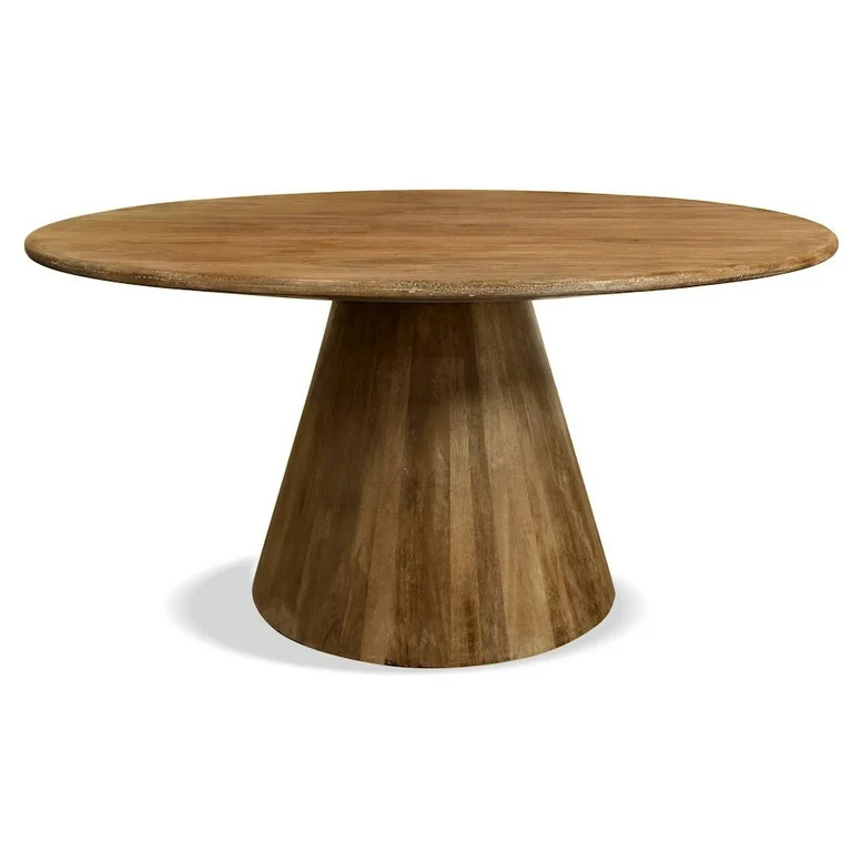 Jay 60" Round Solid Wood Dining Table in Distressed Natural Finish | Walmart (US)