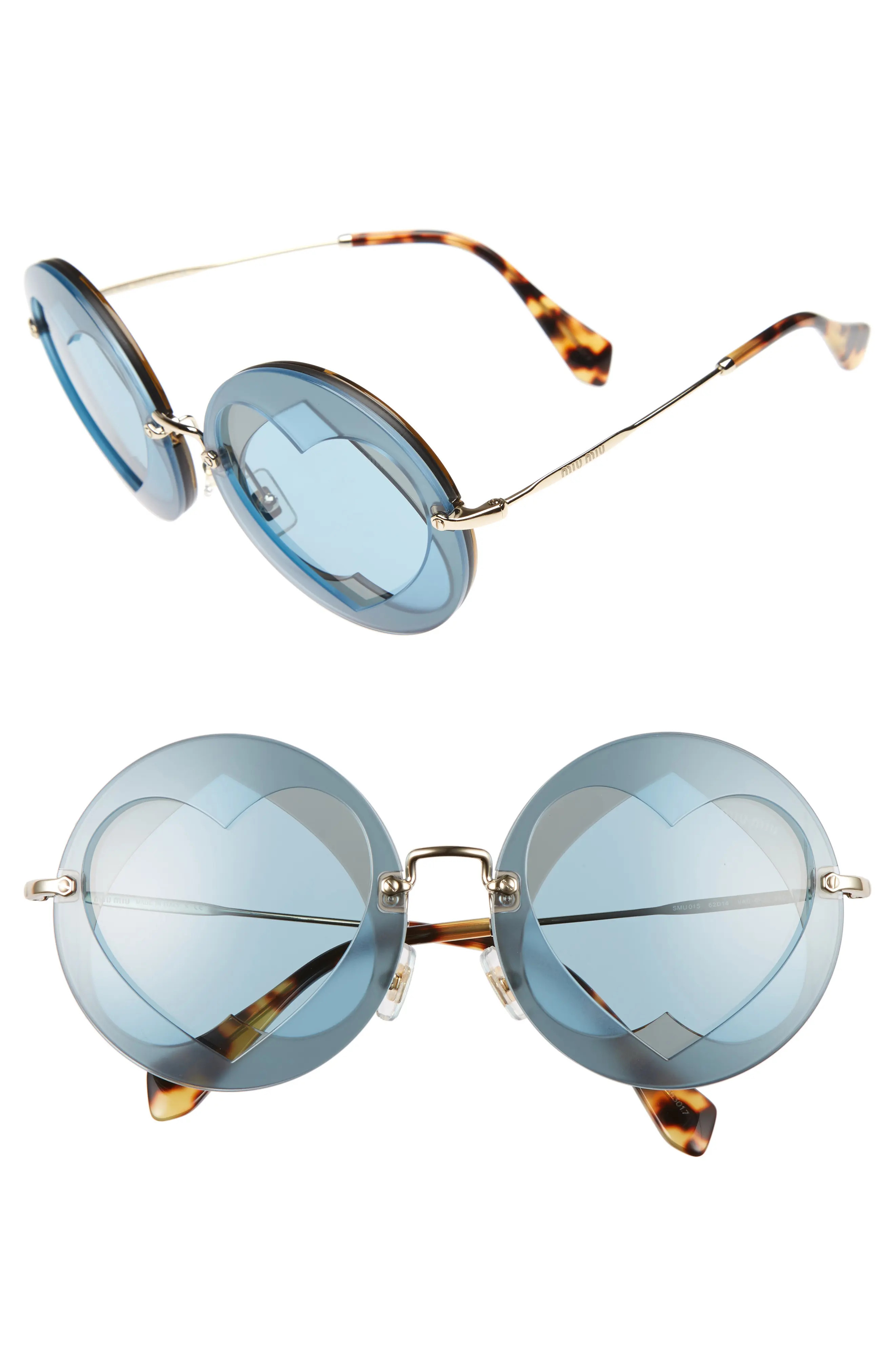 62mm Layered Heart Round Sunglasses | Nordstrom