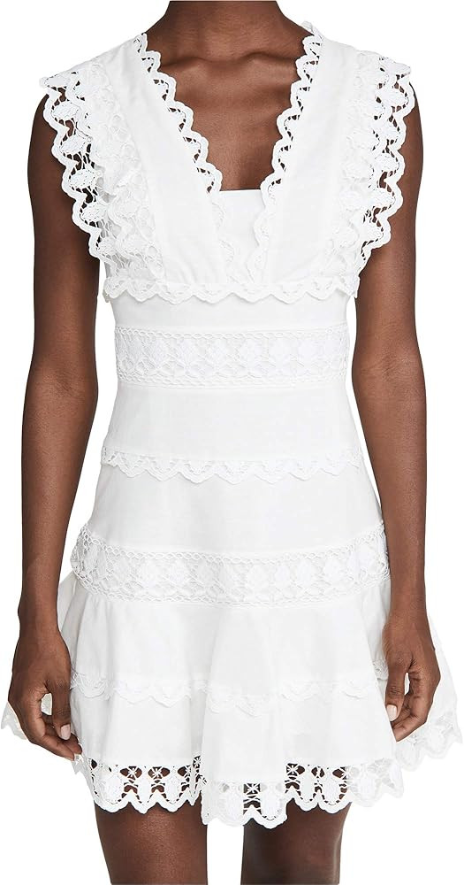 endless rose Women's Plunging Neck Lace Trim Mini Dress | Amazon (US)