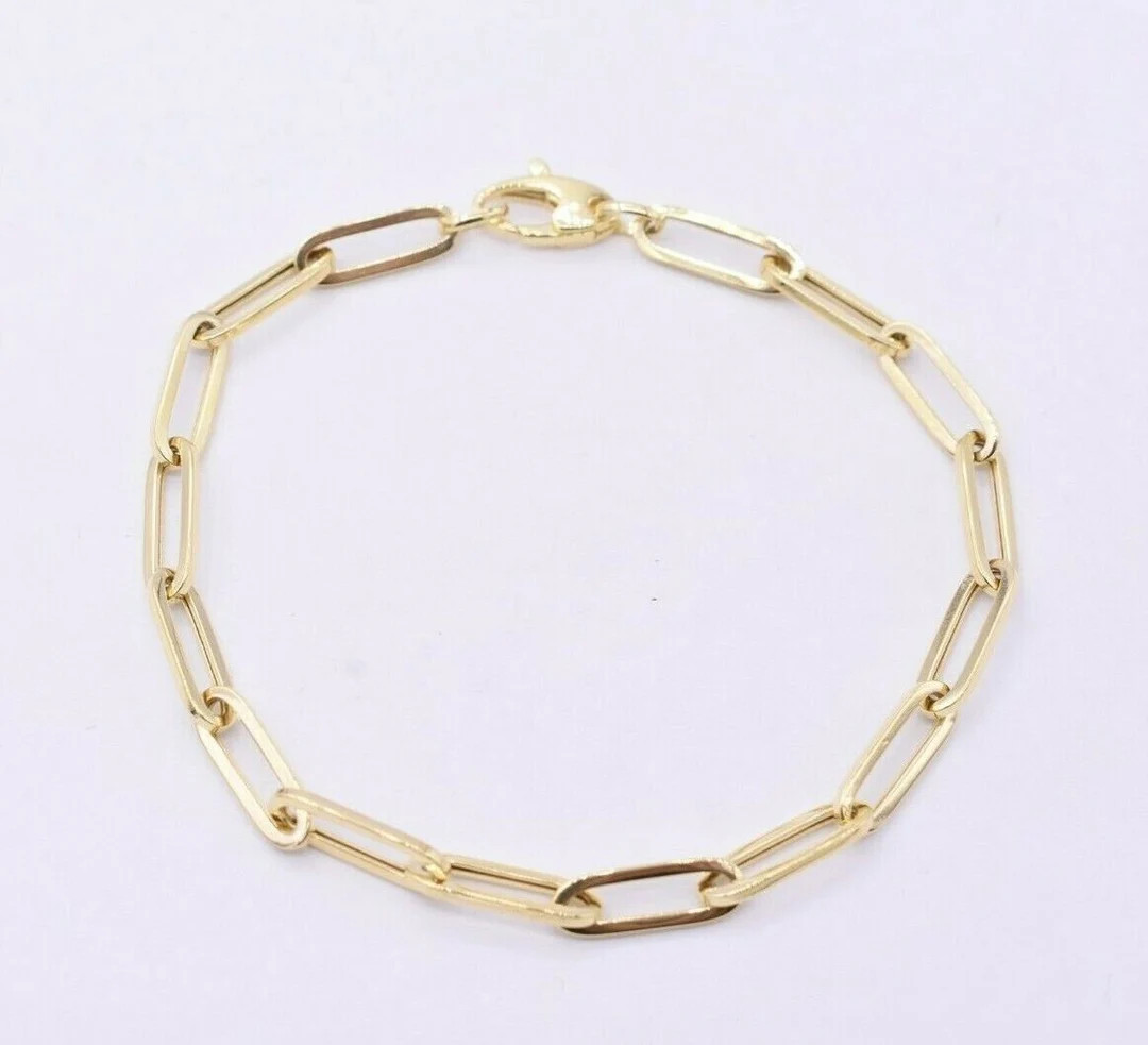 4.5mm Paperclip Link Bracelet Real 10K Yellow Gold ALL SIZES - Etsy | Etsy (US)