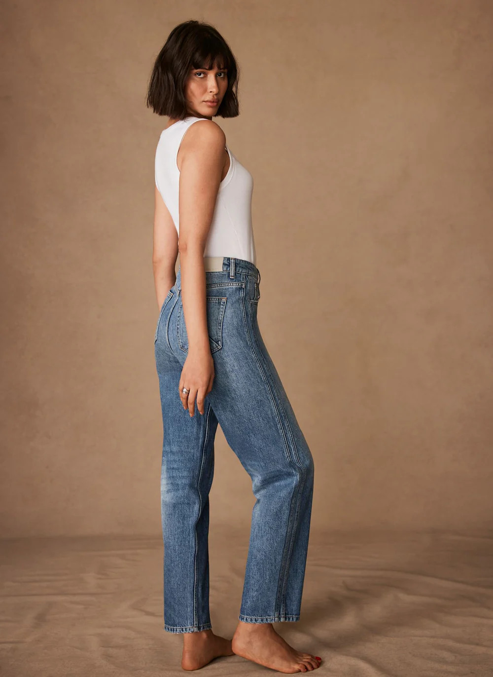 Mid Indigo Relaxed Tapered Boyfriend Jeans | Mint Velvet - US