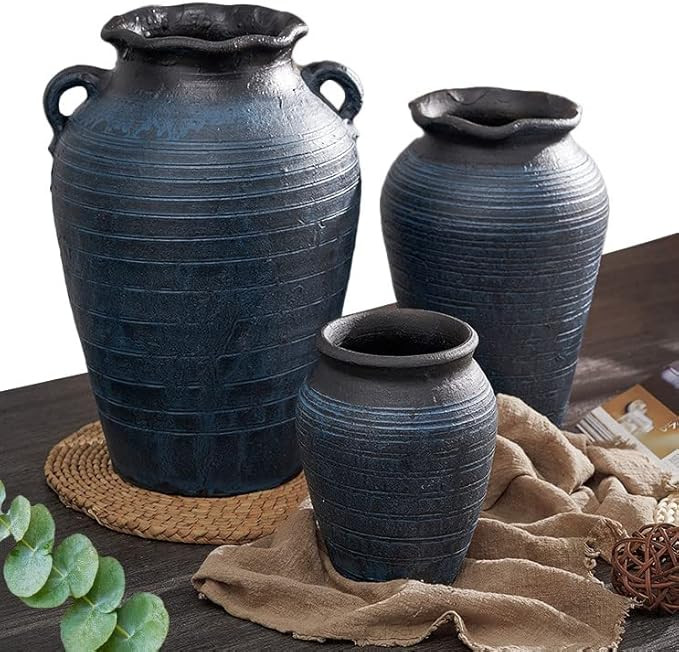 Farmhouse Clay Floor Vase for Flower Large, Rough Ceramic Garden Pot for Plant Outdoor,Tall Frenc... | Amazon (US)