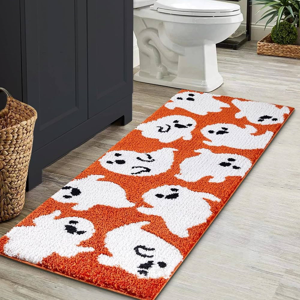 Estmy Cute Ghost Halloween Bathroom Runner Rug 18’’x45’’ Vibrant Orange Spooky Funny Hall... | Amazon (US)