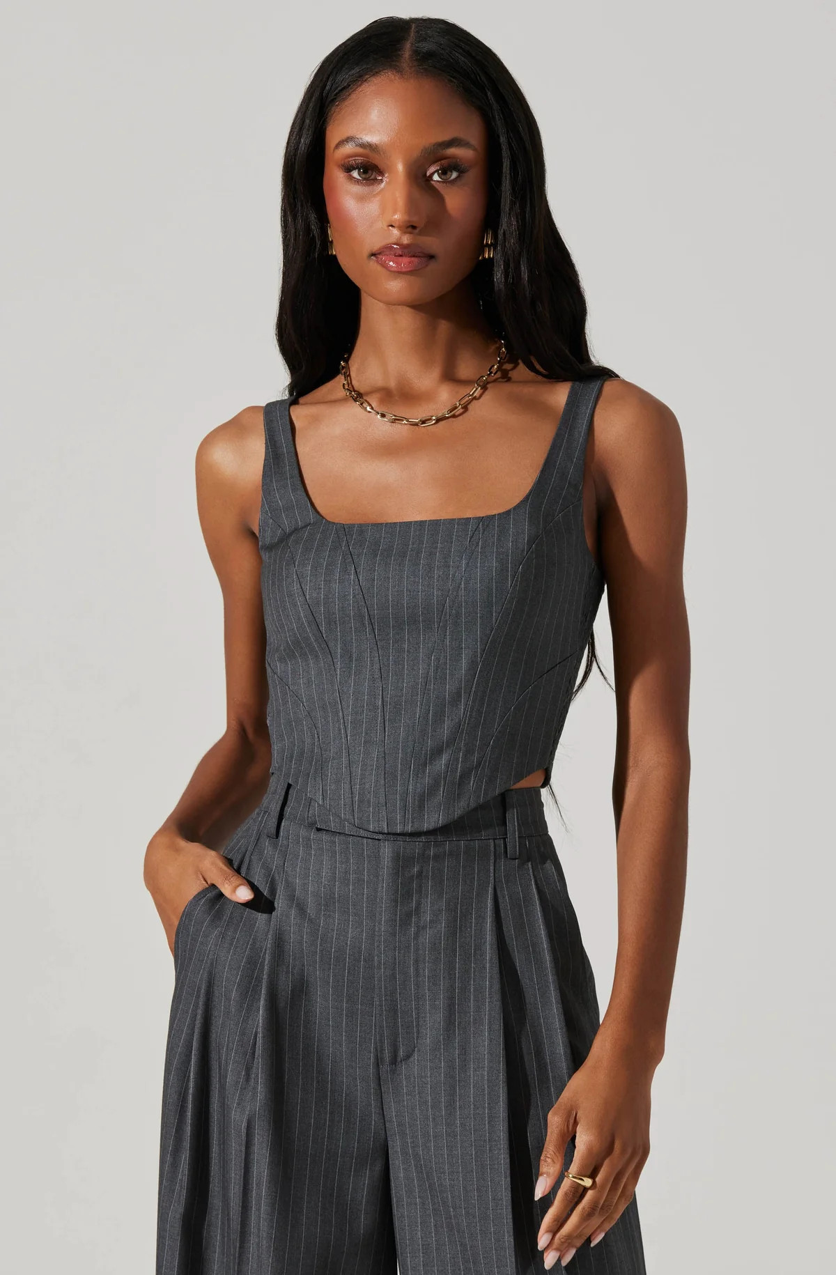 Nivia Pinstripe Corset Top | ASTR The Label (US)