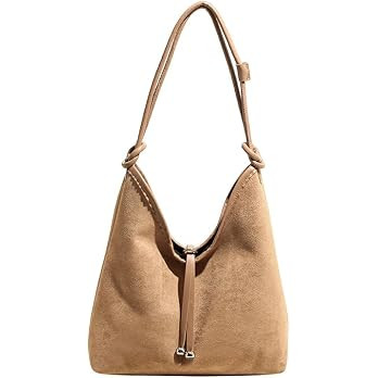 Brown Suede Hobo Bags for Women Retro Suede Slouchy Bag Casual Large Hobo Bag with PU Patchwork 2... | Amazon (US)