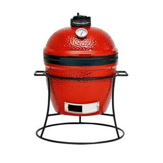 Kamado Joe Joe Jr. 13.5 in. Portable Charcoal Grill in Red with Cast Iron Cart, Heat Deflectors a... | The Home Depot