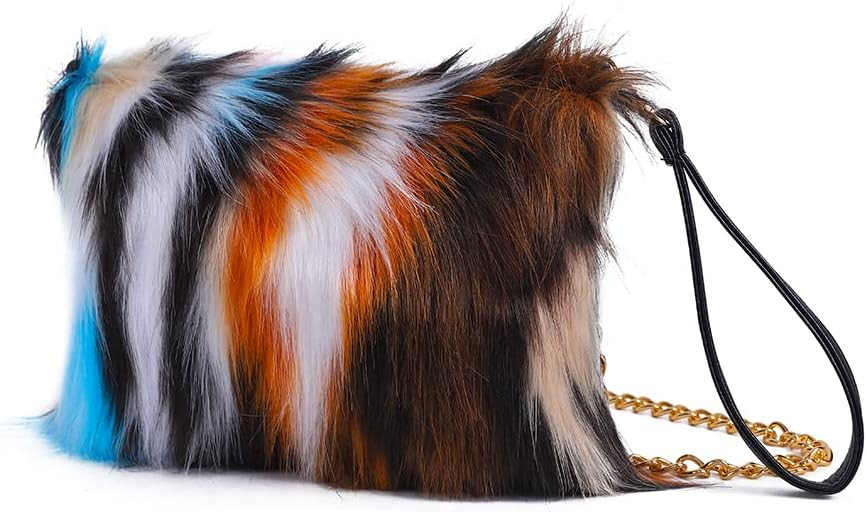 ZOSCGJMY Evening Faux Fur Handbags for Women Furry Fluffy Fuzzy Bags Purse Crossbody Shoulder Str... | Amazon (US)