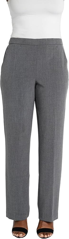 Briggs New York Women's Flat Front Pull on Pant With Slimming Solution (Regular & Short Length) | Amazon (US)