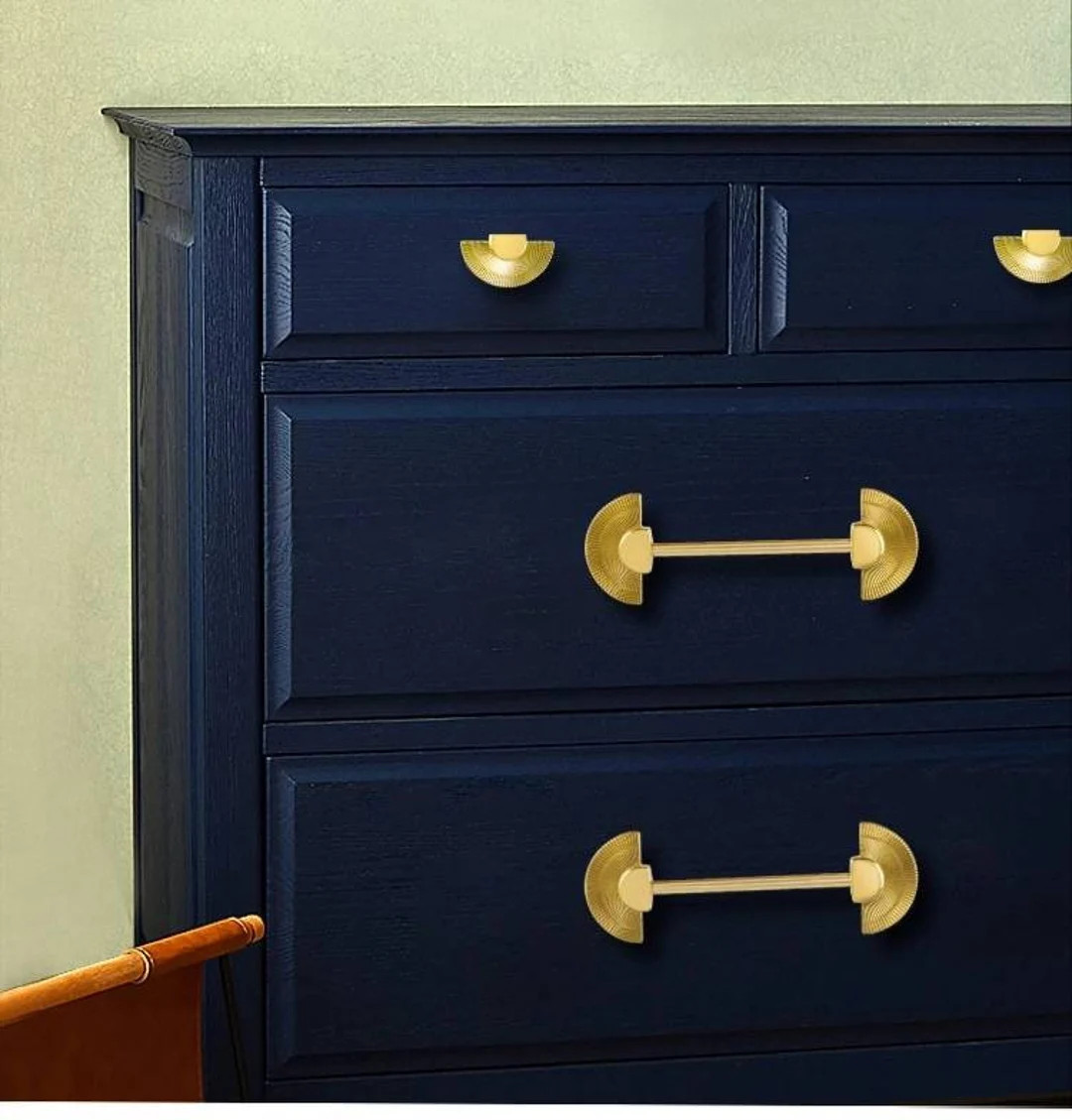 Shiny Gold Sun Ray Design Bar Handle/semi Circle Knob/art Deco Drawer Pull/statement Drawer Pull/... | Etsy (US)