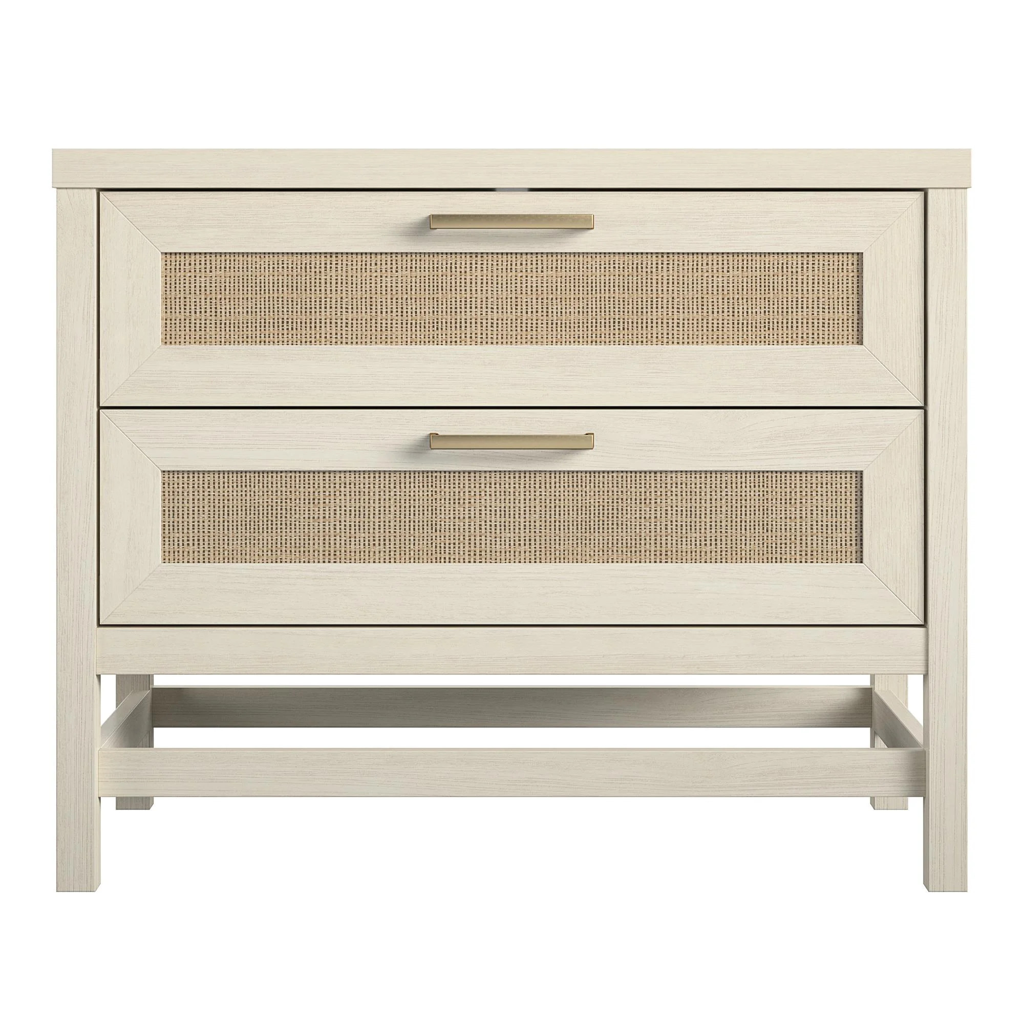 Ameriwood Home Lennon 2 Drawer Nightstand, Ivory Oak and Faux Rattan | Walmart (US)