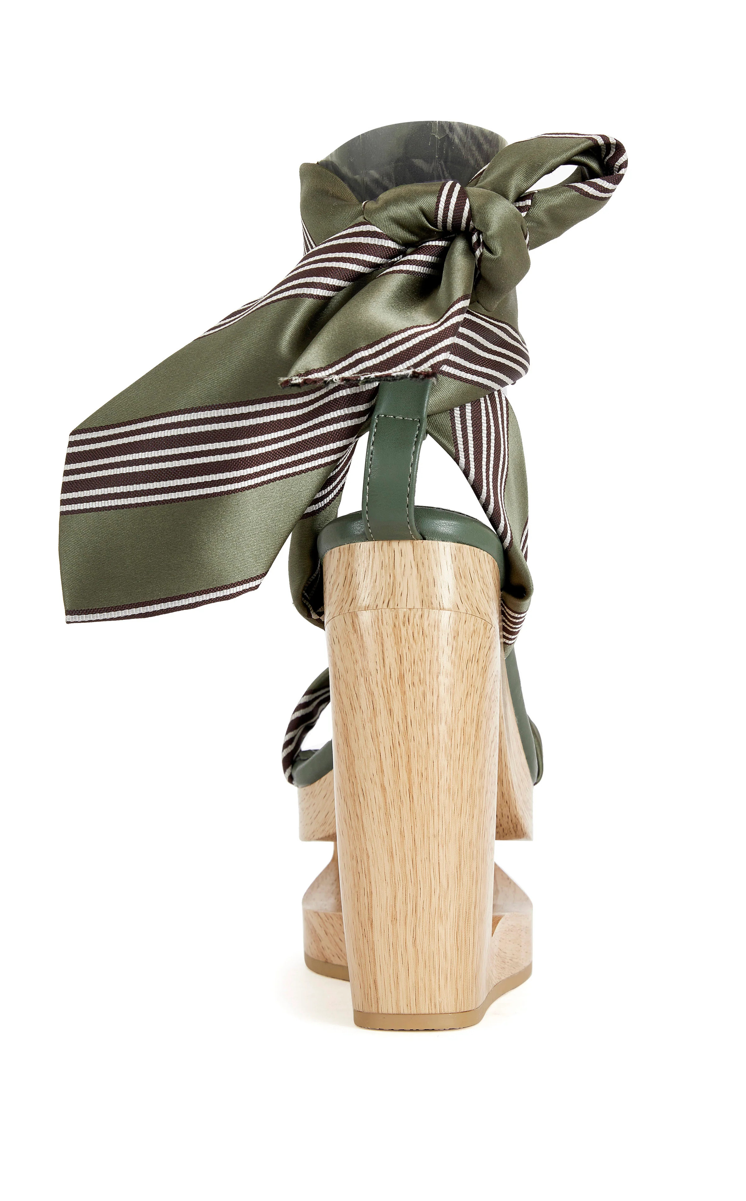 WYNN-GREEN CUTOUT WEDGE TIE-UP SANDAL | Azalea Wang