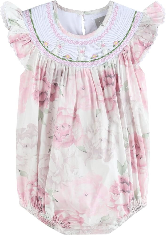 Girls Baby and Toddler Smocked Ruffle Romper | Amazon (US)