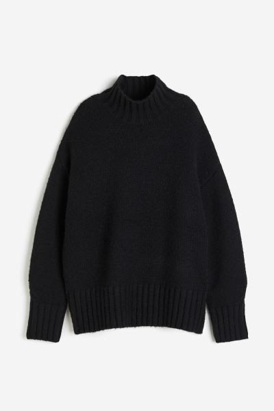 Oversized Mock-turtleneck Sweater - Black - Ladies | H&M US | H&M (US + CA)