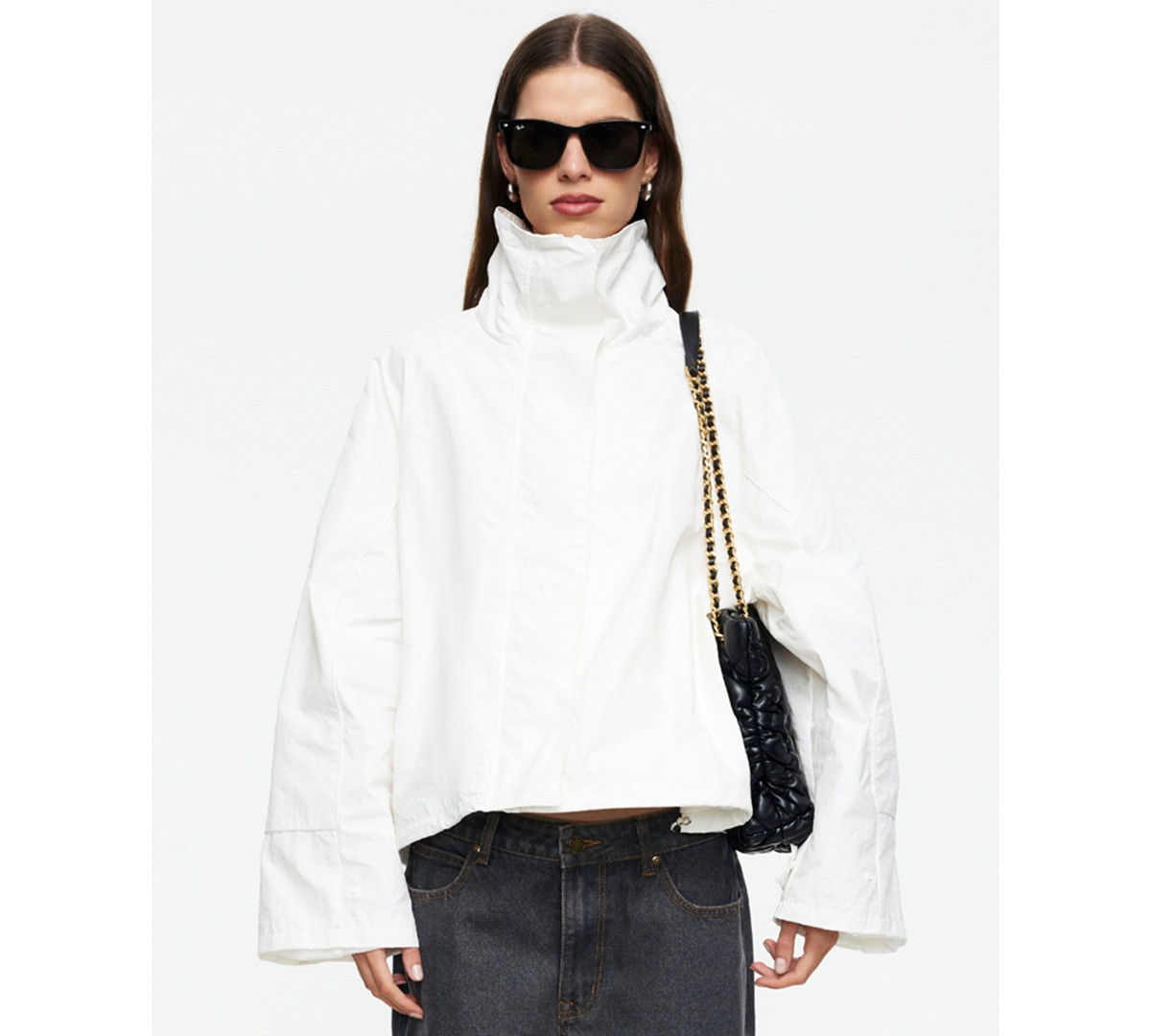 Lioness Women's Shoreline Windbreaker High Neck Jacket - Porcelain | Macy's