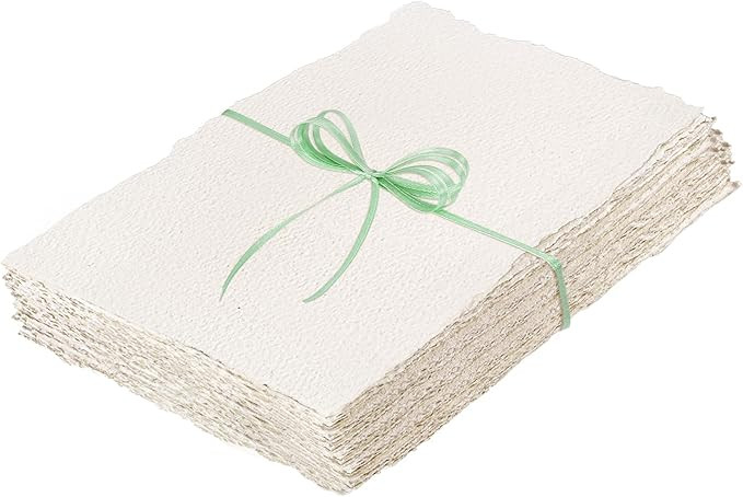 50 Sheets Watercolor Paper 6 x 8inch, 160 GSM Deckled Edge Paper Rough/Textured Handmade Paper fo... | Amazon (US)