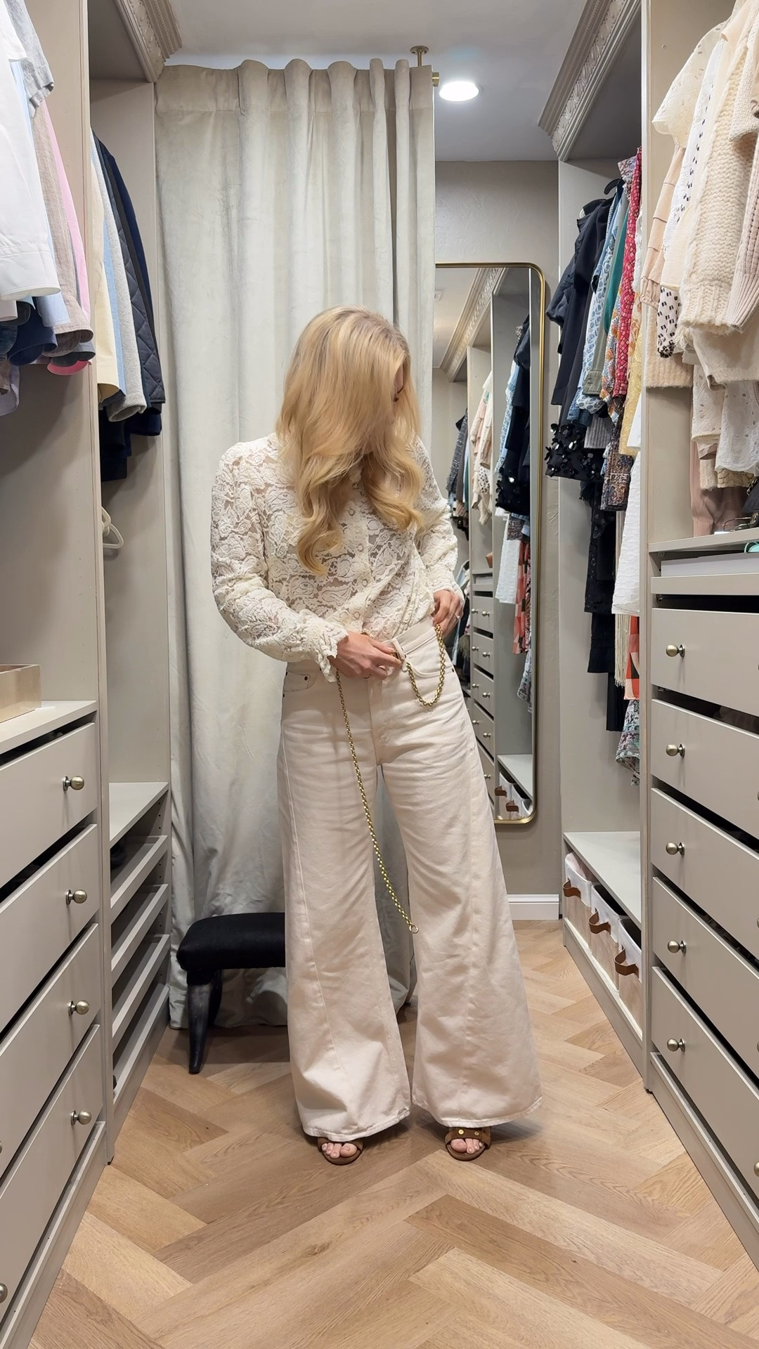 Love the shape of these twist jeans. 
I sized down (there’s no stretch) I’m in 26 instead of my usual 25
Green necklace selling out!!


#LTKgrwm #LTKdayinmylife #LTKootd