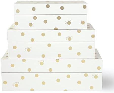 Kate Spade New York Decorative Storage Boxes with Lids, 3 Pack Sturdy Organizer Storage Bins, Includ | Amazon (US)