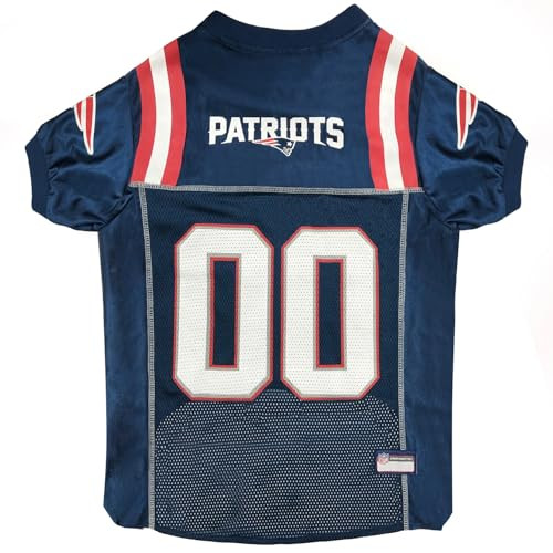 Pets First NFL New England Patriots Dog Jersey, Size X-Small, Football Shirt Costume for Pet, Dog Sports T-Shirt, NFL Team Clothing for Cats, Licensed Pet Apparel Available in 7 Sizes and 32 Teams | Amazon (US)