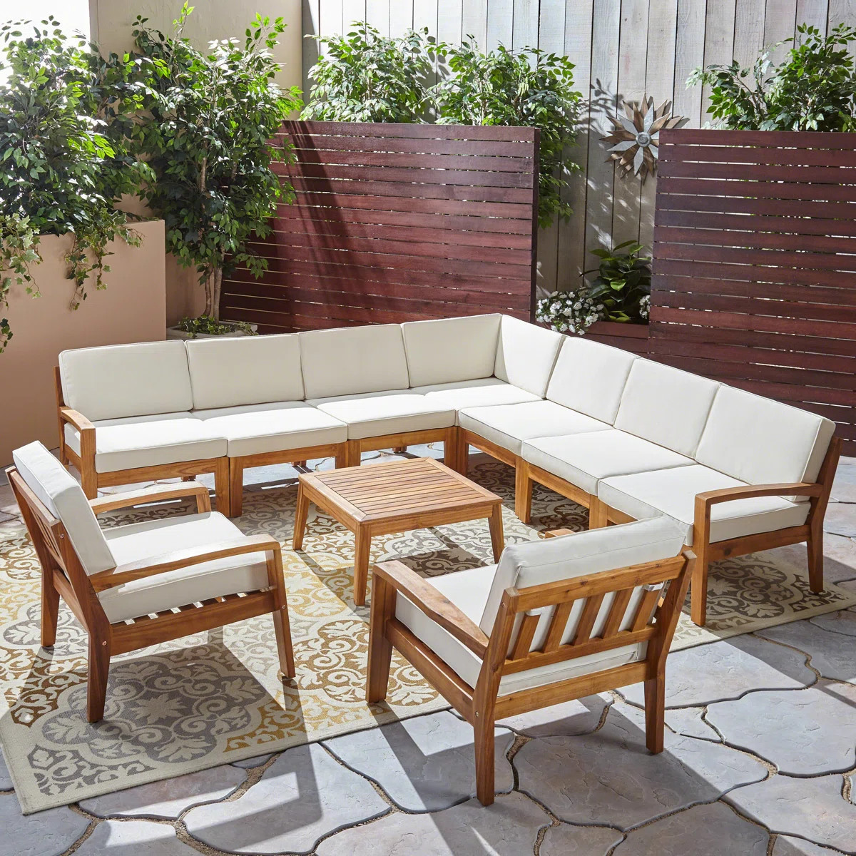 Acacia 8 - Person Modular Patio Conversation Set with Cushions | Wayfair North America